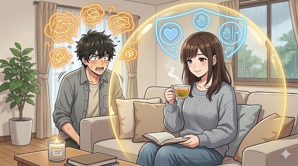 かまちょな男性からの精神的な疲労を防ぐために、セルフケアを行いながら、自分を精神的なバリアで守るイメージを持つ日本人女性