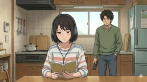 イヤホンをして読書に集中する日本人の妻と、話しかけられずに拗ねる夫、心理的境界線を作る対処法
