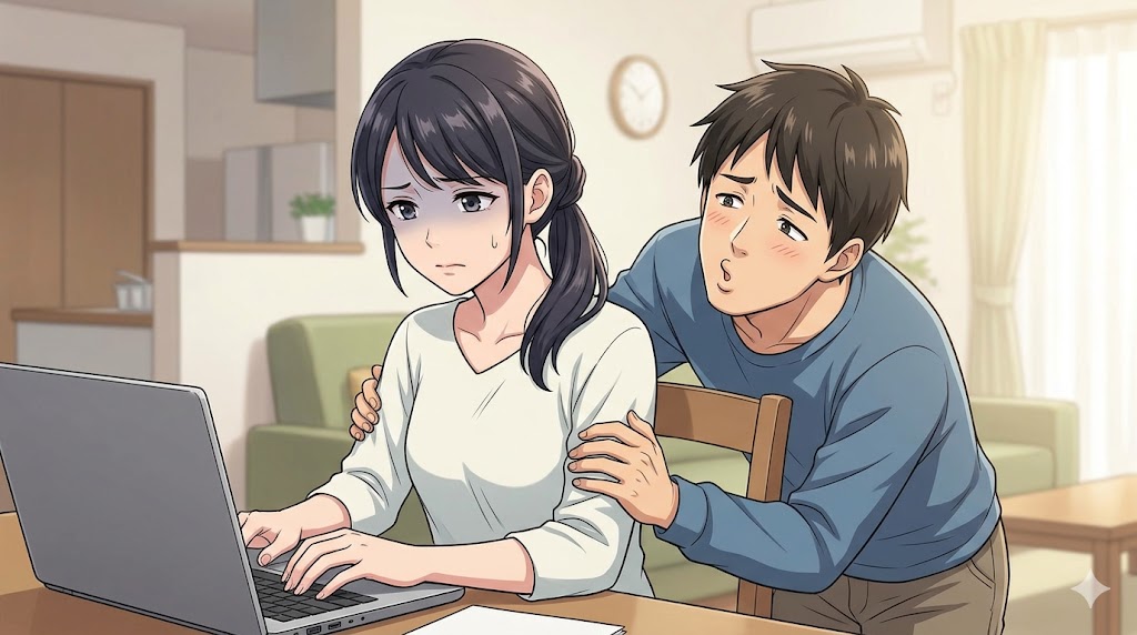 仕事中の妻に甘える「かまってちゃん」な旦那と困惑する妻