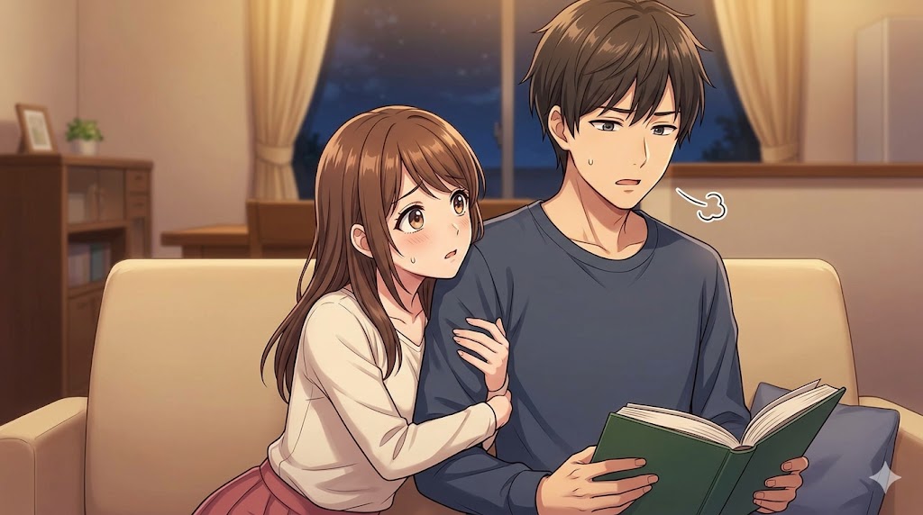 かまってちゃんな彼女に腕を掴まれ、複雑な表情を浮かべる男性。二人の関係性と将来への不安