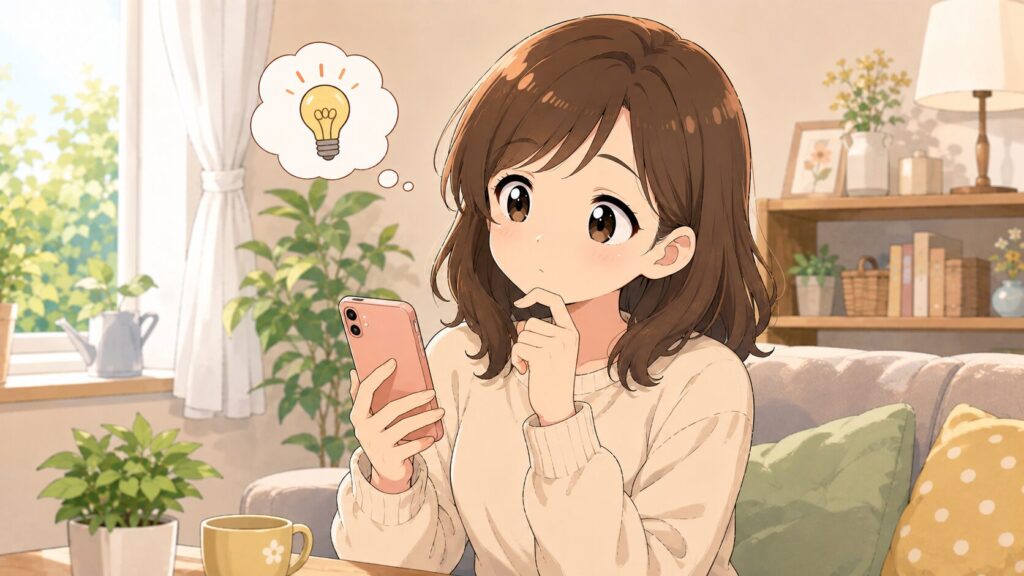 スマートフォンを見つめる