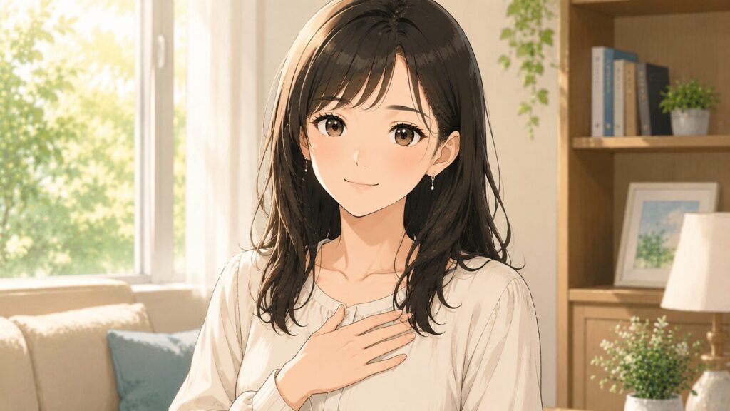 凛とした表情で心理的なバリアをイメージさせる