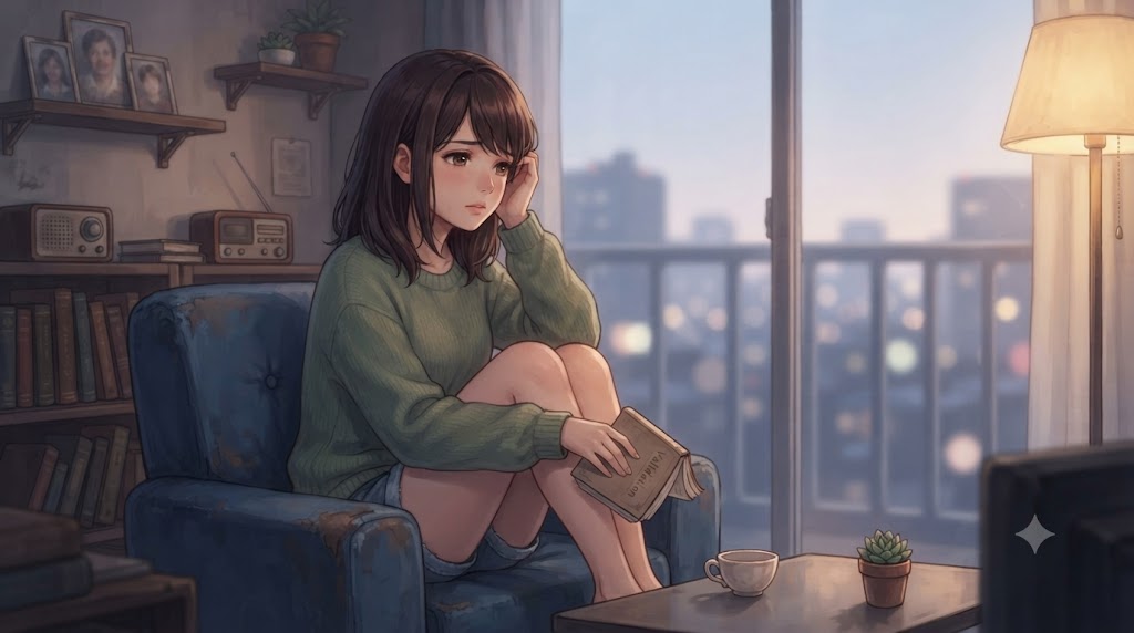 承認欲求や満たされない心の穴を抱えている、少し不安げ
