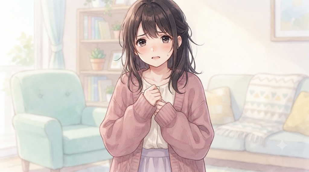 承認欲求を満たしてほしそうに見つめる、少し不安げな表情