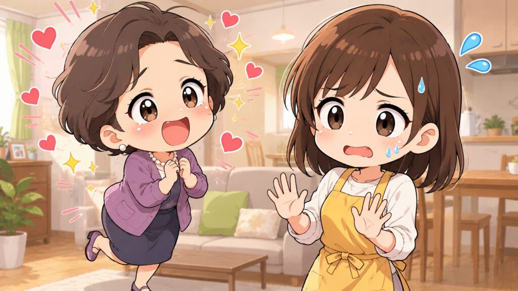 義母の過剰なアピールに困惑している