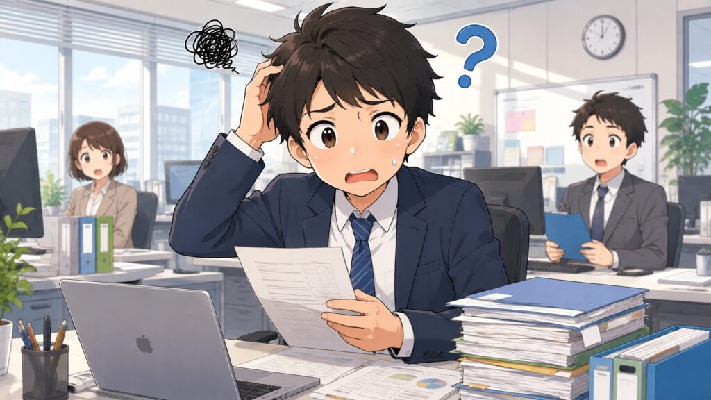 職場で困惑するビジネスパーソン