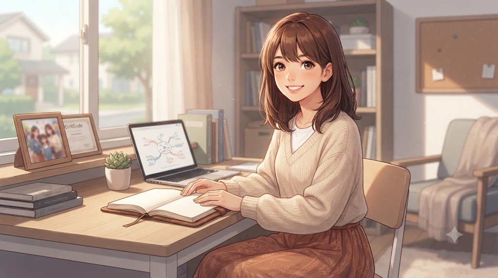 自分で自分を認め、自己肯定感を高めて前向きな気持ちになっている